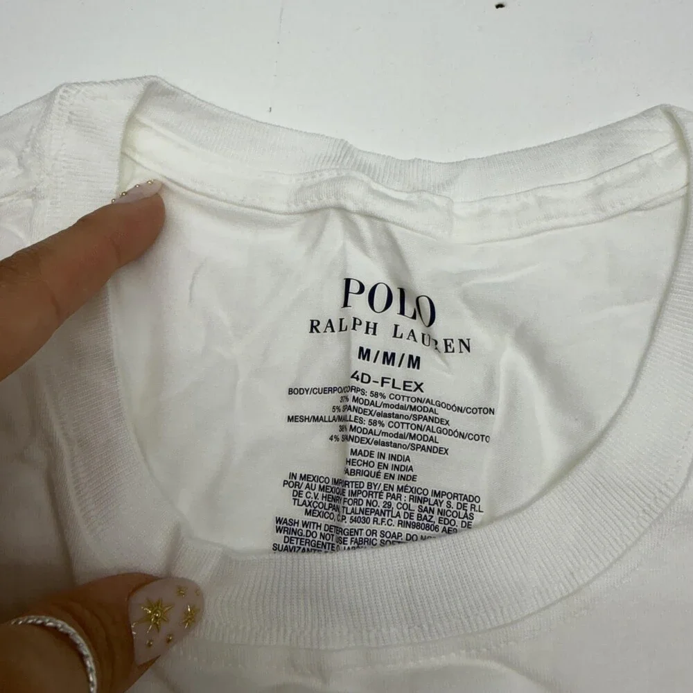 Polo Ralph Lauren T Shirt Undershirt Mens Medium White 3 Pack 4D-FLEX Stretch
